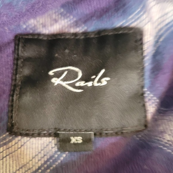 Rails Leo Button Down Shirt Violet Teal Cream Size XS - Picture 10 of 12